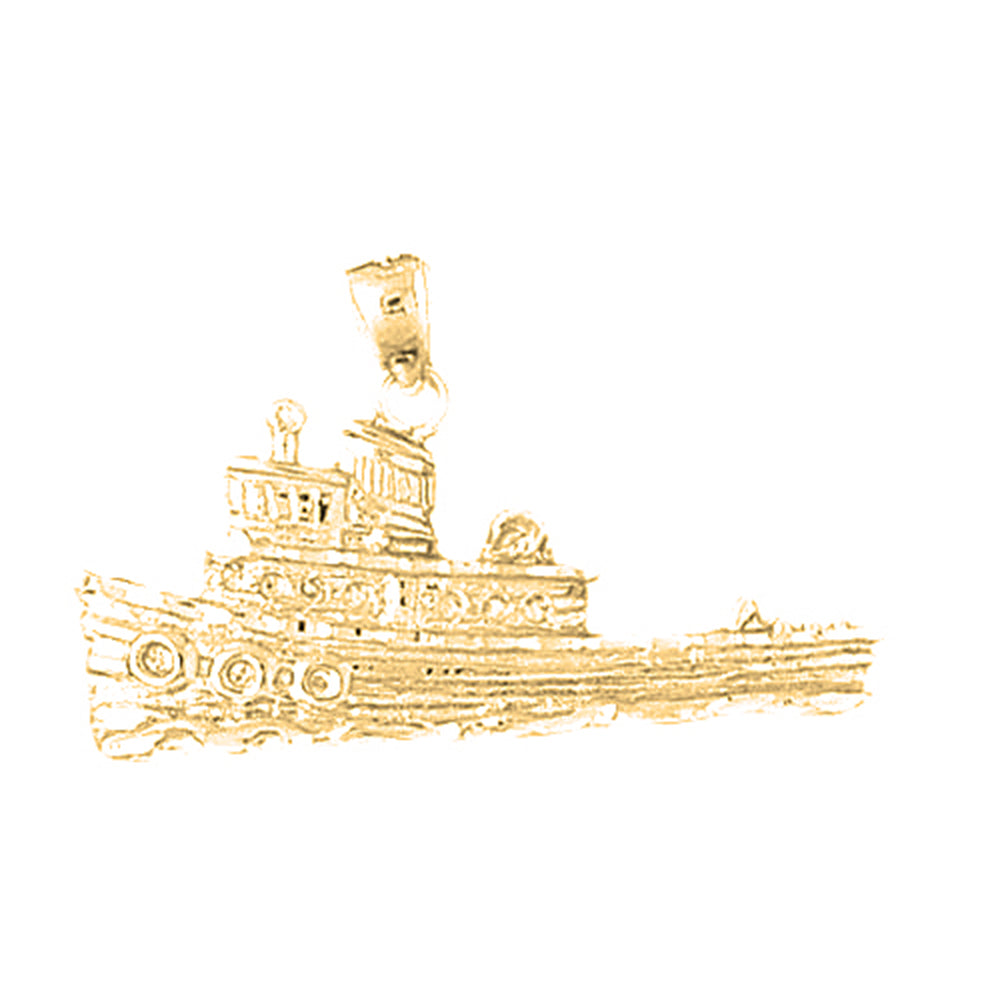 Yellow Gold-plated Silver Tug Boat Pendant