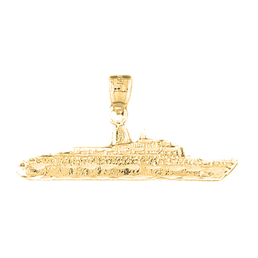 Yellow Gold-plated Silver Fright Ship Pendant