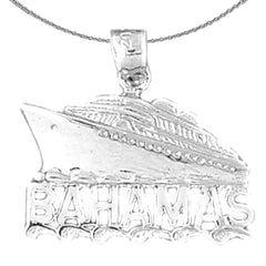 Sterling Silver Bahamas Cruise Ship Pendant (Rhodium or Yellow Gold-plated)
