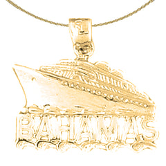 Sterling Silver Bahamas Cruise Ship Pendant (Rhodium or Yellow Gold-plated)
