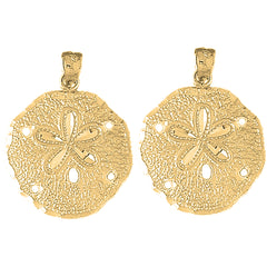 Yellow Gold-plated Silver 32mm Sand Dollar Earrings