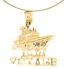 Sterling Silver Bon Voyage Cruise Ship Pendant (Rhodium or Yellow Gold-plated)