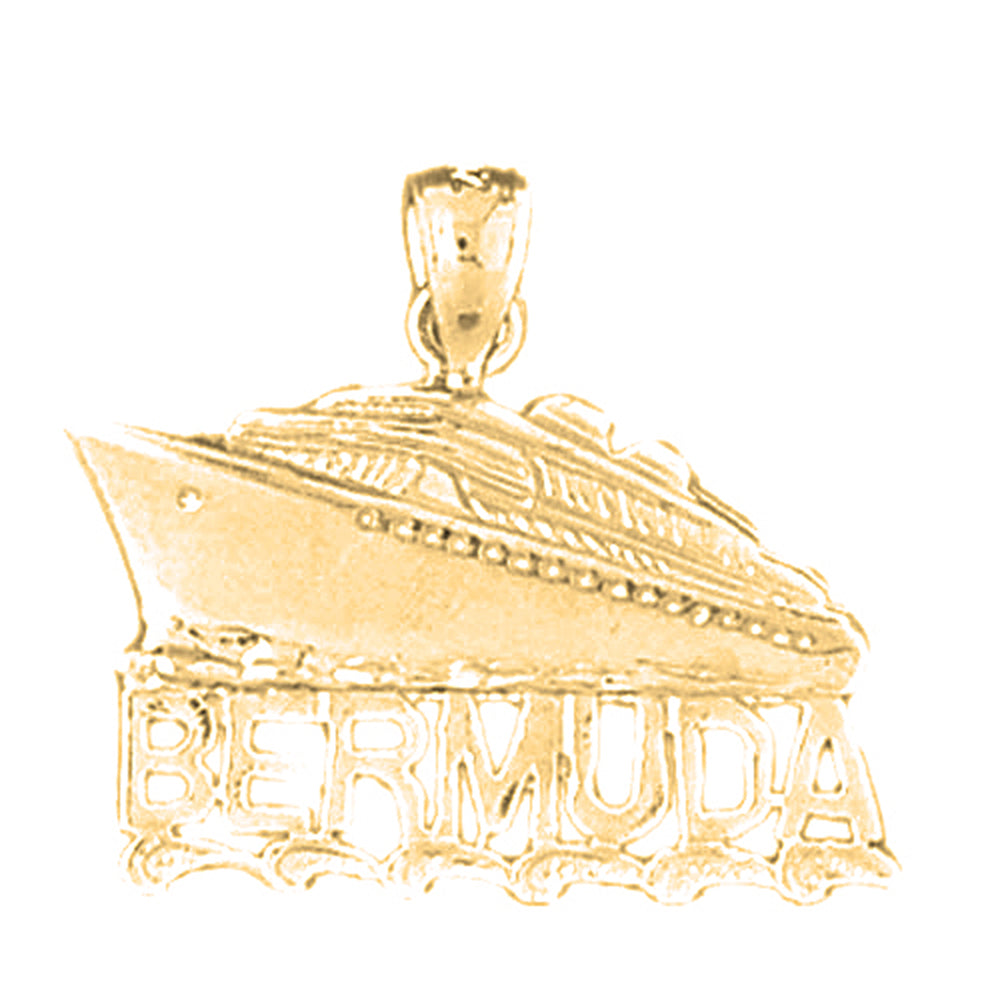Yellow Gold-plated Silver Bermuda Cruise Ship Pendant