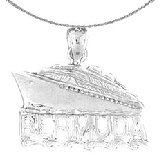 Sterling Silver Bermuda Cruise Ship Pendant (Rhodium or Yellow Gold-plated)