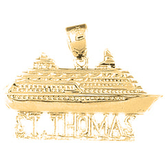 Yellow Gold-plated Silver St. Thomas Cruise Ship Pendant