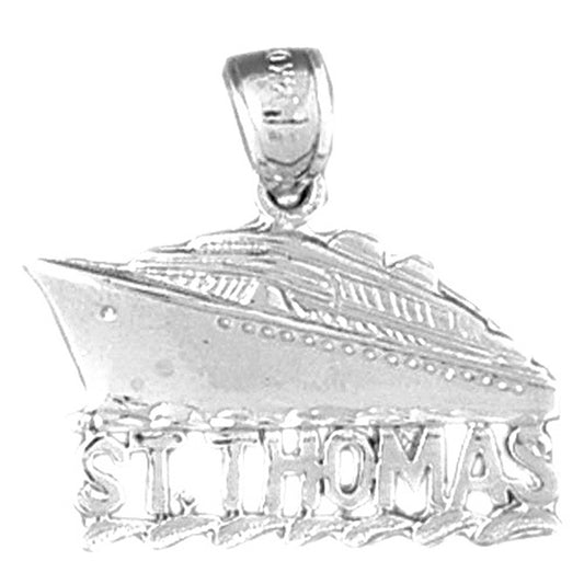 Sterling Silver St. Thomas Cruise Ship Pendant