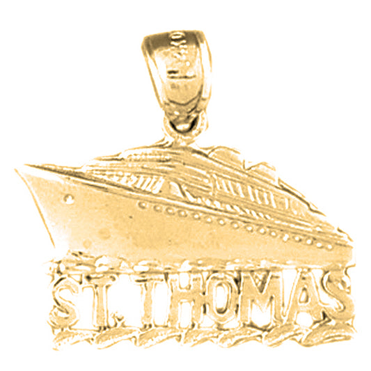 Yellow Gold-plated Silver St. Thomas Cruise Ship Pendant
