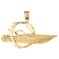 Yellow Gold-plated Silver Speed Race Boat Pendant