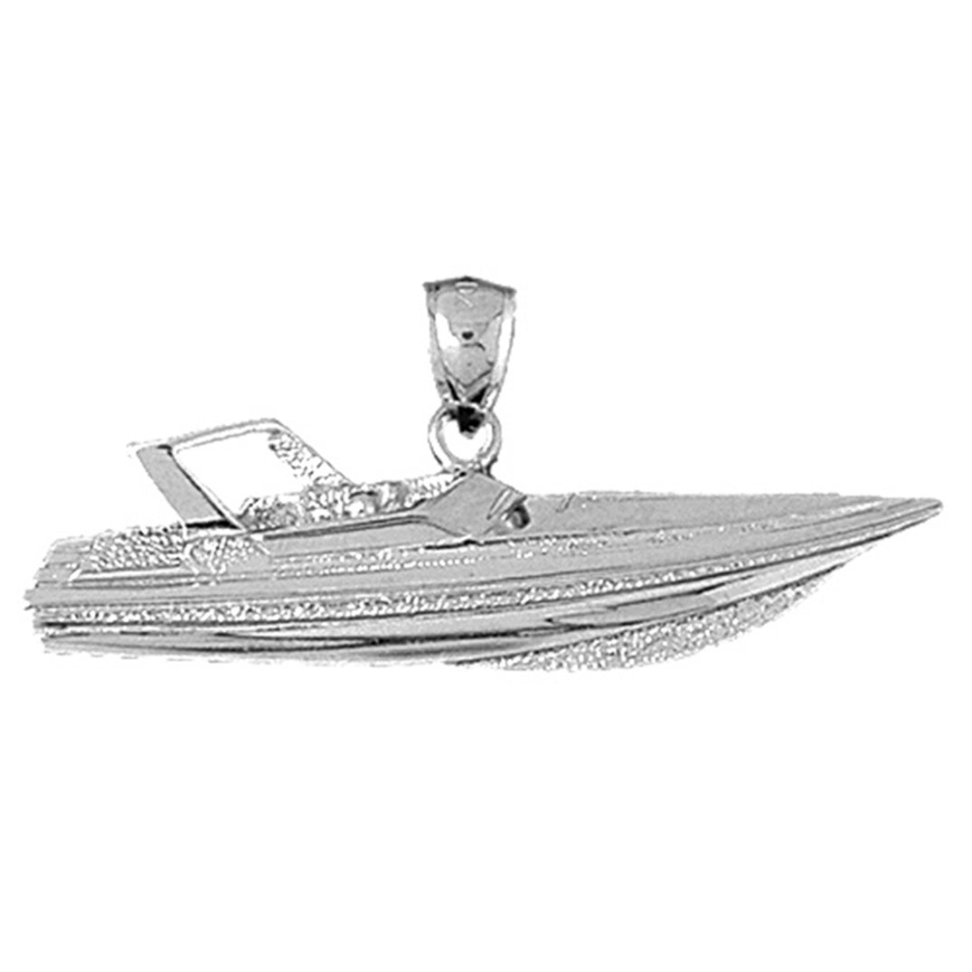 Sterling Silver Speed Race Boat Pendant