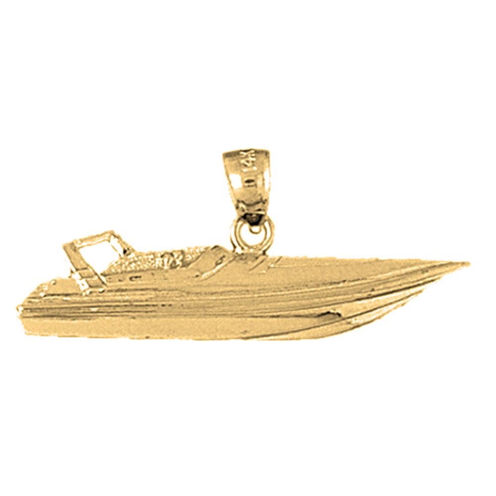 14K or 18K Gold Speed Race Boat Pendant