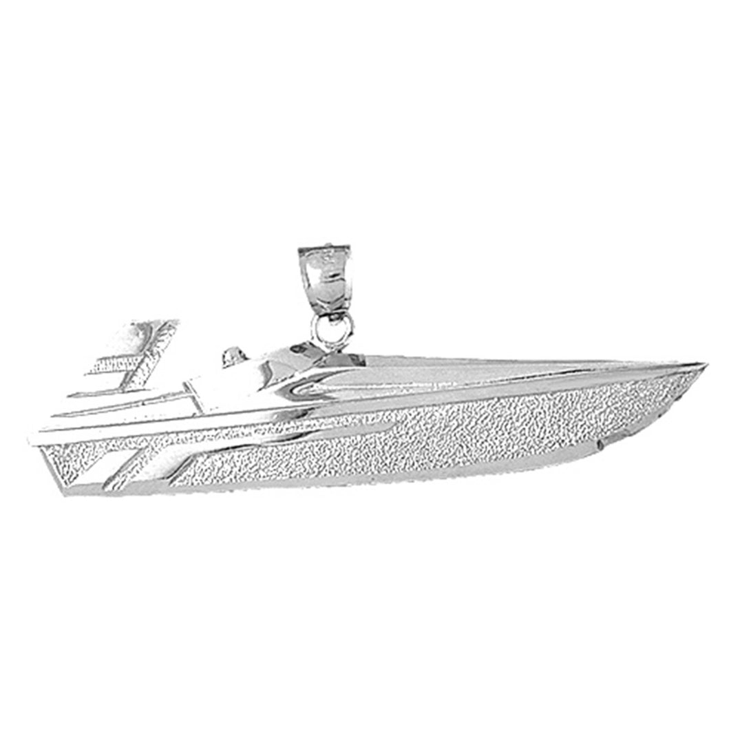 Sterling Silver Speed Race Boat Pendant