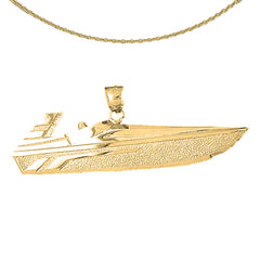 Colgante de barco de carreras de velocidad en plata de ley (bañado en rodio o oro amarillo)