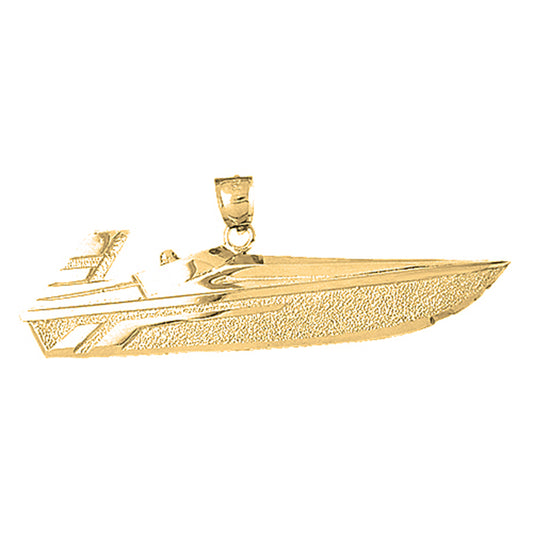 Yellow Gold-plated Silver Speed Race Boat Pendant