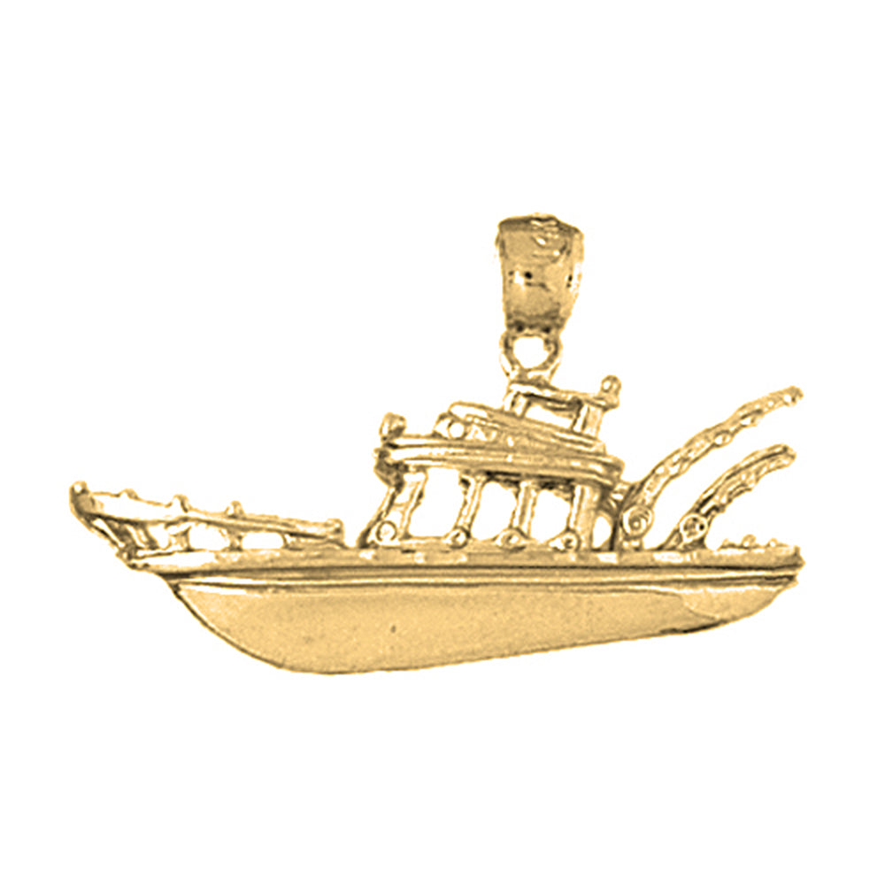 10K, 14K or 18K Gold Fishing Boat Pendant