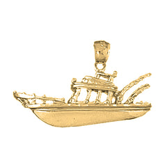 Yellow Gold-plated Silver Fishing Boat Pendant