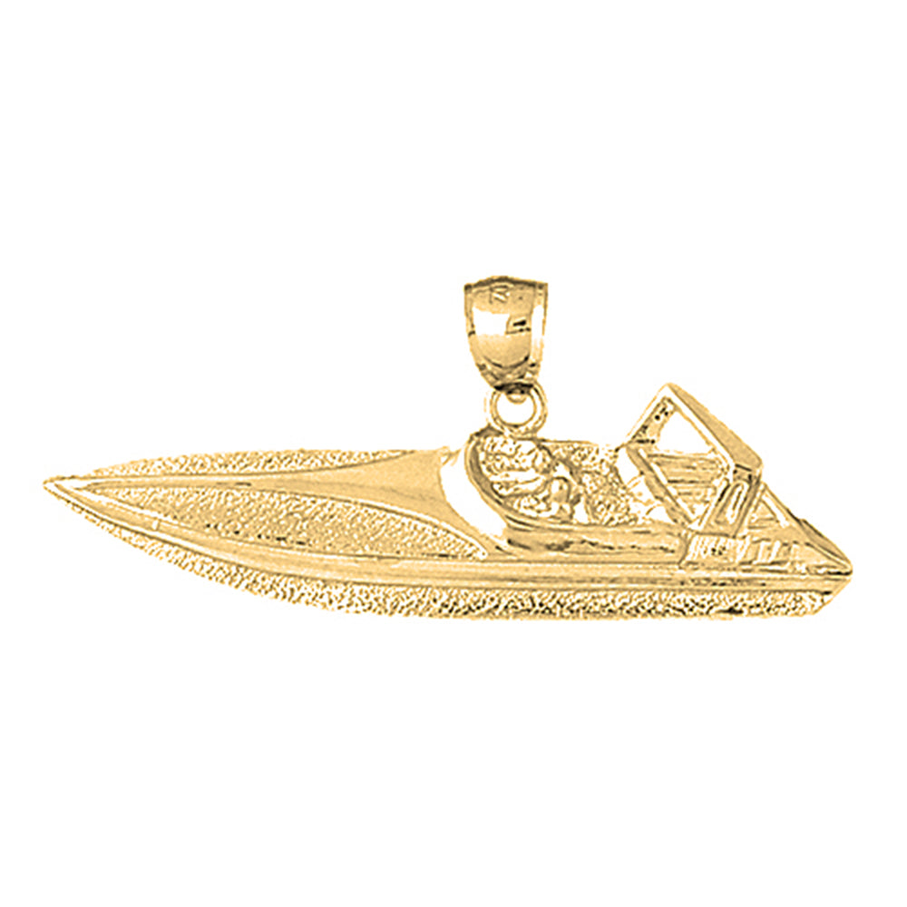 Yellow Gold-plated Silver Motor Boat Pendant