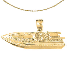 Sterling Silver Motor Boat Pendant (Rhodium or Yellow Gold-plated)