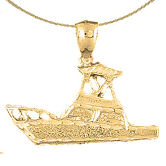 Sterling Silver Yatch Pendant (Rhodium or Yellow Gold-plated)