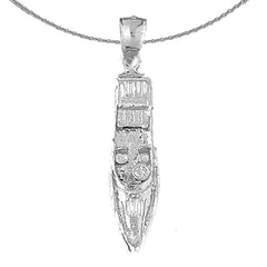 Sterling Silver Motor Boat Pendant (Rhodium or Yellow Gold-plated)