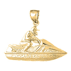 Yellow Gold-plated Silver Jet Ski Pendant