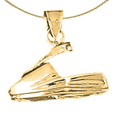 Sterling Silver Jet Ski 3D Pendant (Rhodium or Yellow Gold-plated)