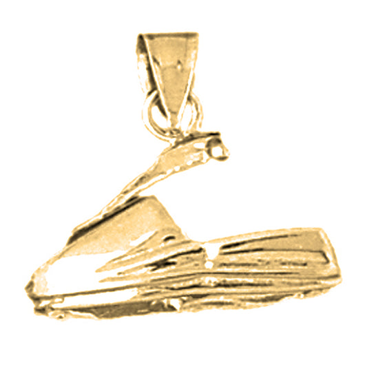 Yellow Gold-plated Silver Jet Ski 3D Pendant