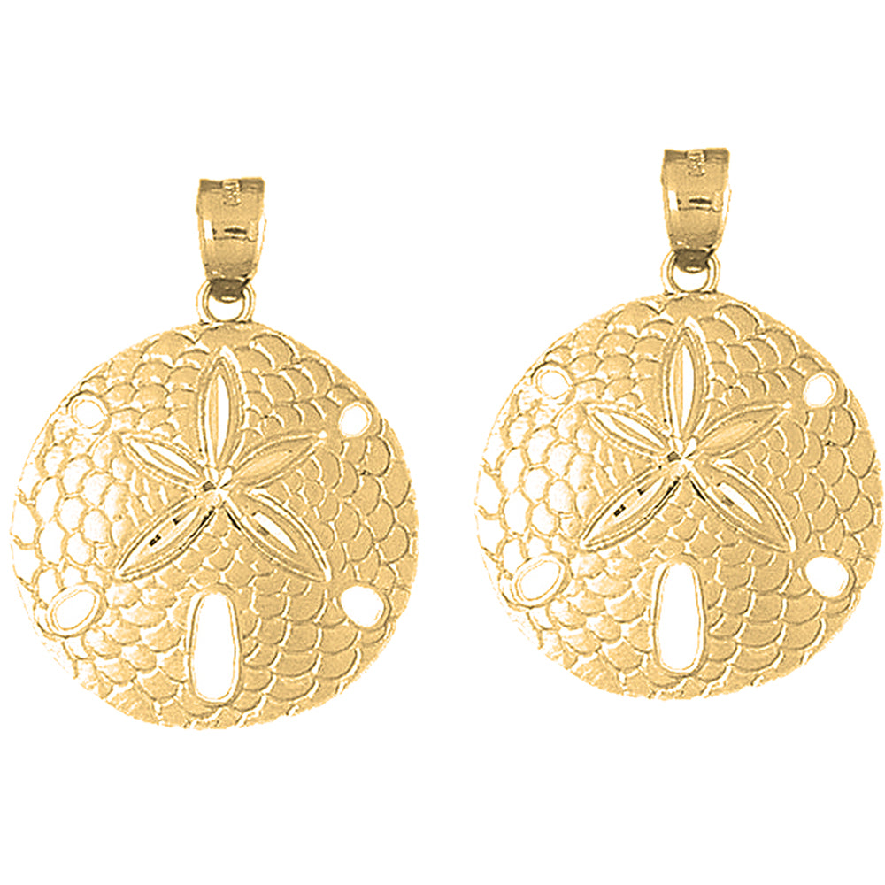 Yellow Gold-plated Silver 35mm Sand Dollar Earrings