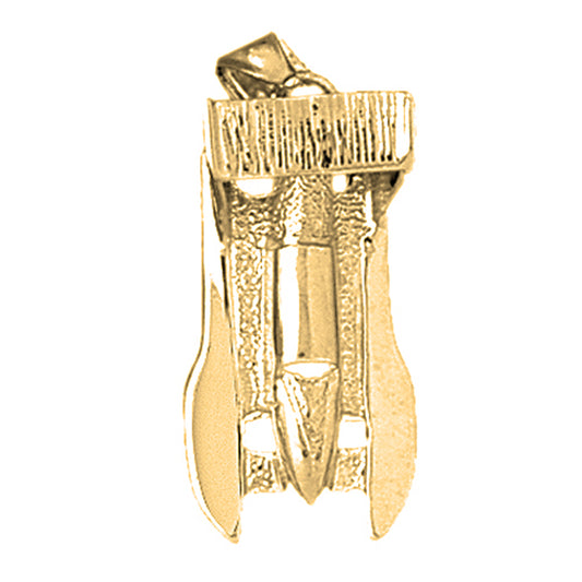 Yellow Gold-plated Silver Race Boat 3D Pendant