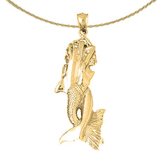 Sterling Silver Mermaid Pendant (Rhodium or Yellow Gold-plated)
