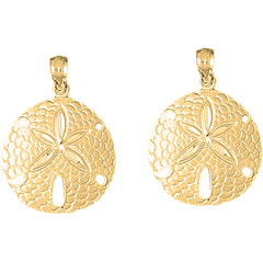 Yellow Gold-plated Silver 26mm Sand Dollar Earrings