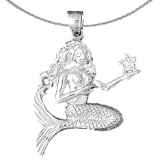 Meerjungfrau-Anhänger aus Sterlingsilber (rhodiniert oder gelbvergoldet)