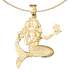 Meerjungfrau-Anhänger aus Sterlingsilber (rhodiniert oder gelbvergoldet)
