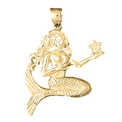 Yellow Gold-plated Silver Mermaid Pendant
