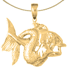 Colgante de sirena de plata de ley (bañado en rodio o oro amarillo)