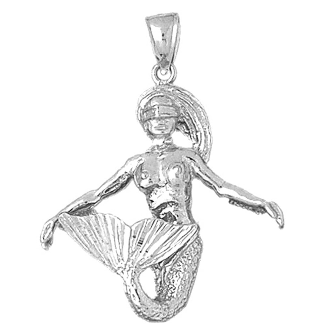Sterling Silver Mermaid 3D Pendant