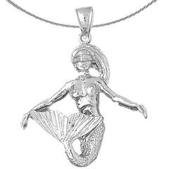 Sterling Silver Mermaid 3D Pendant (Rhodium or Yellow Gold-plated)