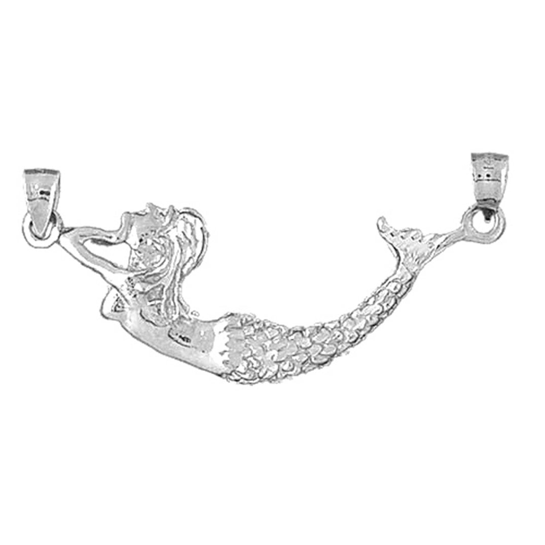 Sterling Silver 3D Mermaid Pendant