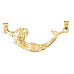 Yellow Gold-plated Silver 3D Mermaid Pendant