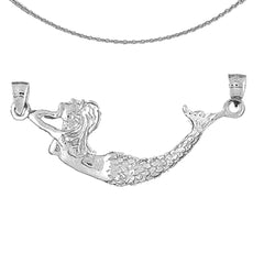 Sterling Silver 3D Mermaid Pendant (Rhodium or Yellow Gold-plated)