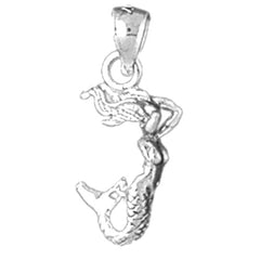 Sterling Silver 3D Mermaid Pendant