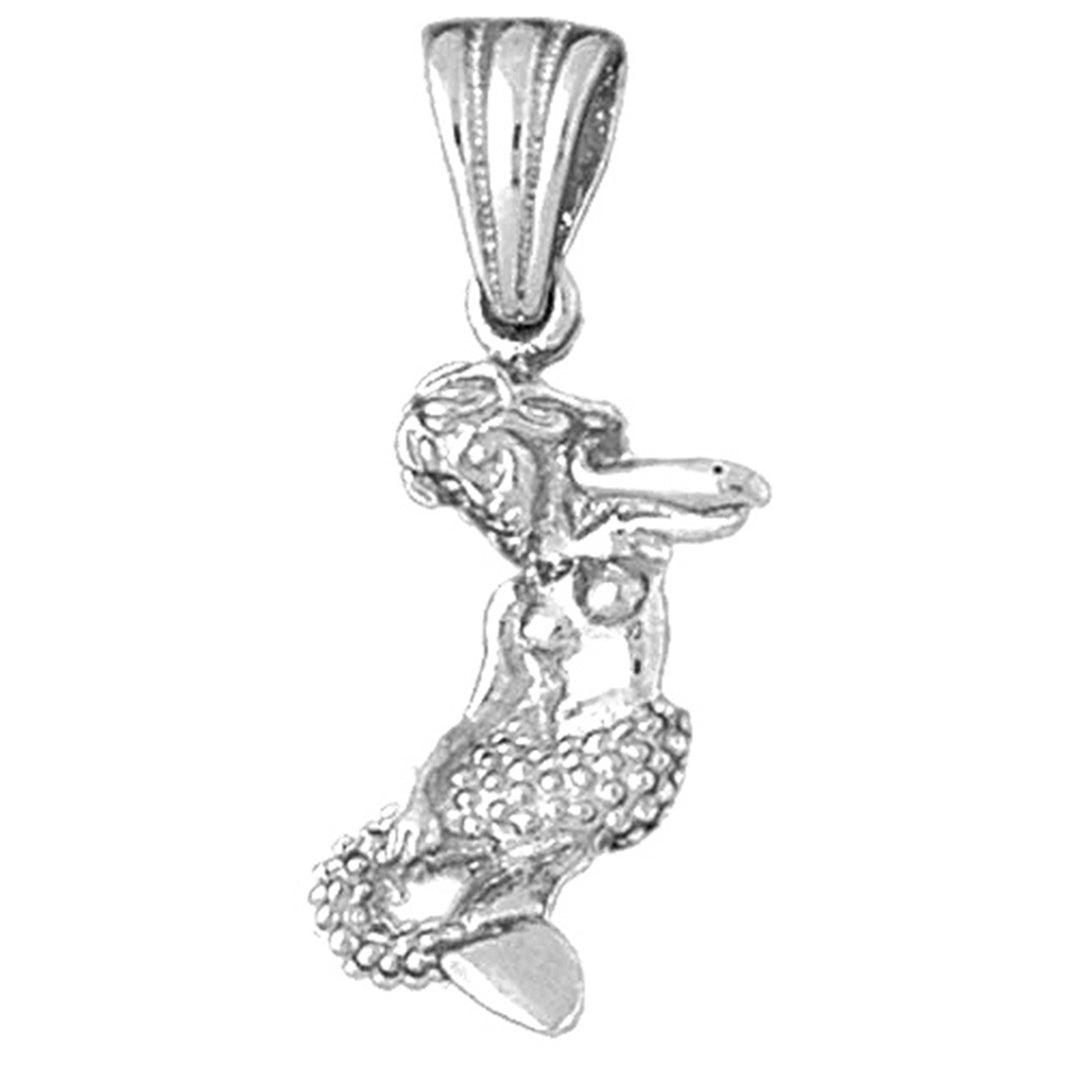 Sterling Silver 3D Mermaid Pendant