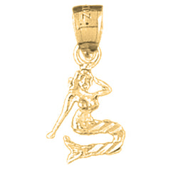 Yellow Gold-plated Silver 3D Mermaid Pendant