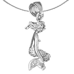 Sterling Silver 3D Mermaid Pendant (Rhodium or Yellow Gold-plated)