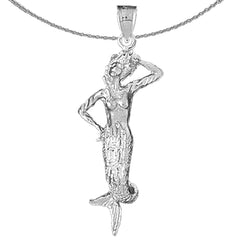 Sterling Silver Mermaid Pendant (Rhodium or Yellow Gold-plated)