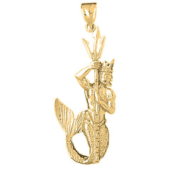 Yellow Gold-plated Silver Poseidon Pendant