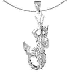 Sterling Silver Poseidon Pendant (Rhodium or Yellow Gold-plated)