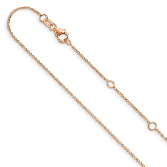 14K Rose Gold 1.25mm Round Cable 1in+1in Adjustable Chain