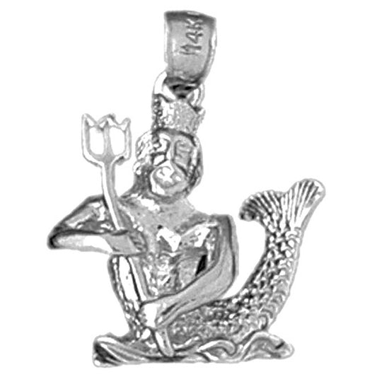 Sterling Silver 3D Poseidon Pendant