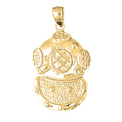 Yellow Gold-plated Silver Diving Helmet Pendant