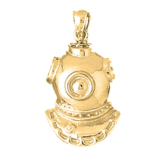 Yellow Gold-plated Silver Diving Helmet Pendant